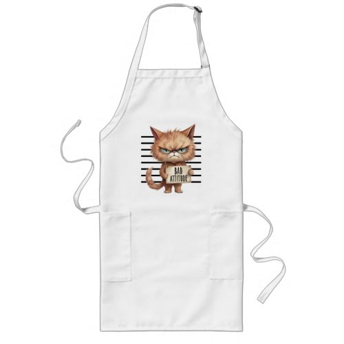 Funny and Cute Cat Mugshot Long Apron