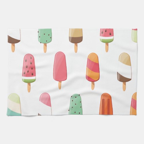 Funny and cute colored ice creams pattern kitchen towel