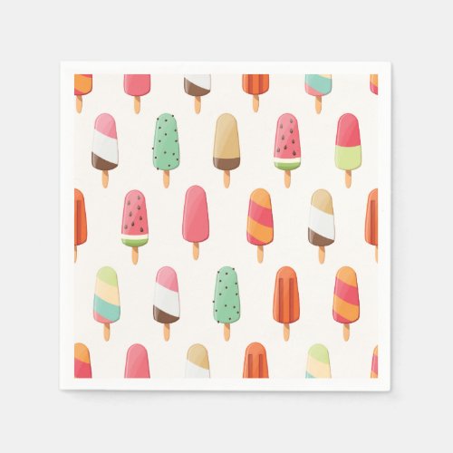 Funny and cute colored ice creams pattern paper napkins