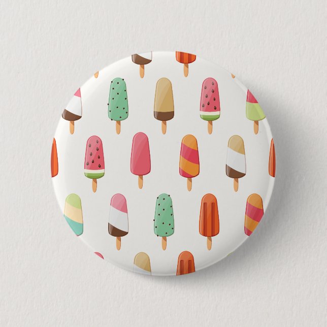 Funny and cute colored ice creams pattern pinback button (Front)