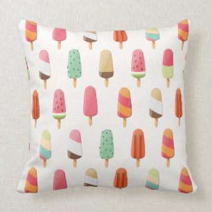 Funny and cute colored ice creams pattern throw pillow
