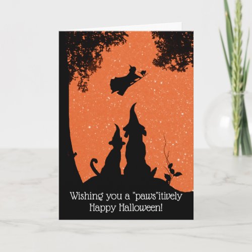 Funny and Cute Dog and Cat Halloween Card