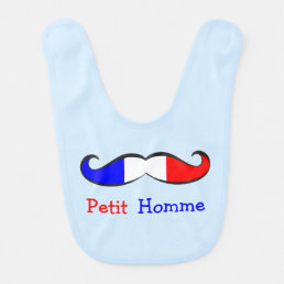 Funny and Cute French &quot;Little Man&quot; Mustache Bib