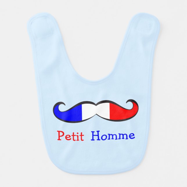 Funny and Cute French "Little Man" Mustache Bib (Front)