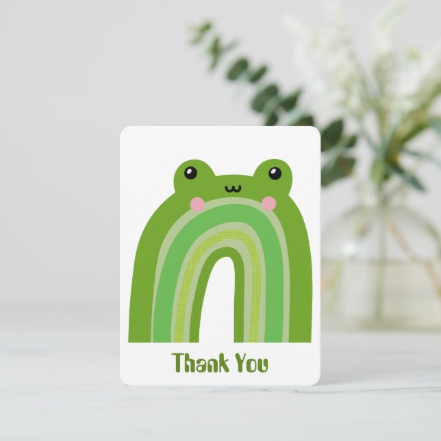 Funny and Cute Frog Rainbow Thank You Card (Standing Front)