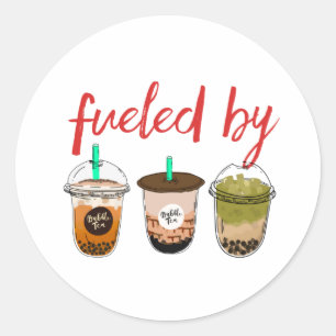 Funny and Cute Fueled By Bubble Tea Boba Lover Classic Round Sticker
