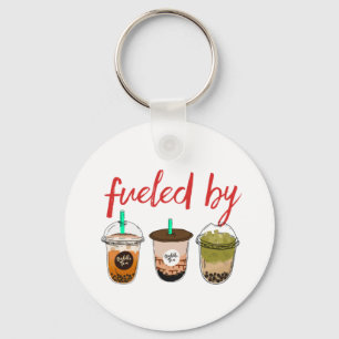 Funny and Cute Fueled By Bubble Tea Boba Lover Keychain