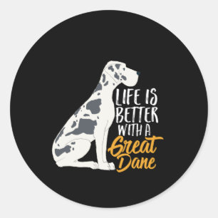 Funny and Cute Great Dane Dog Lover Classic Round Sticker