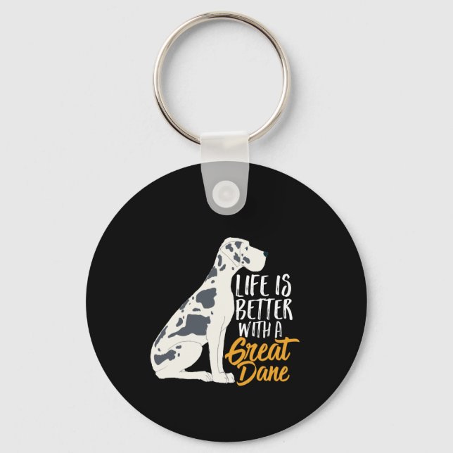 Funny and Cute Great Dane Dog Lover Keychain (Front)