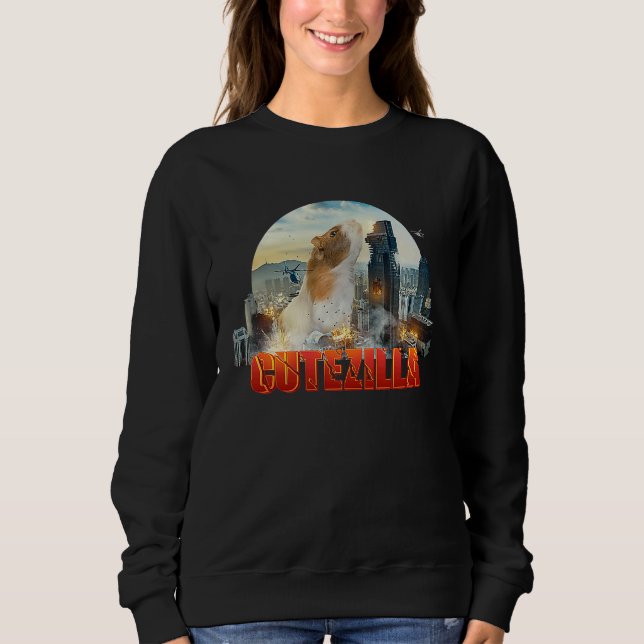 Funny and cute guinea pig is wild at Christmas  1 Sweatshirt (Front)