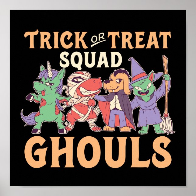 Funny and Cute Halloween Trick or Treat Squad Poster (Front)