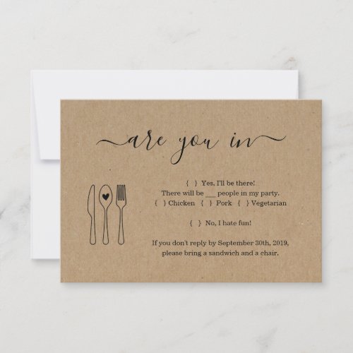 Funny and Cute Invitation Reply Card Insert