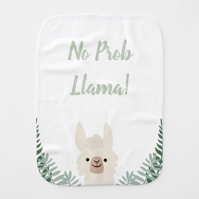 Funny and Cute Llama Baby Burp Cloth (Front)