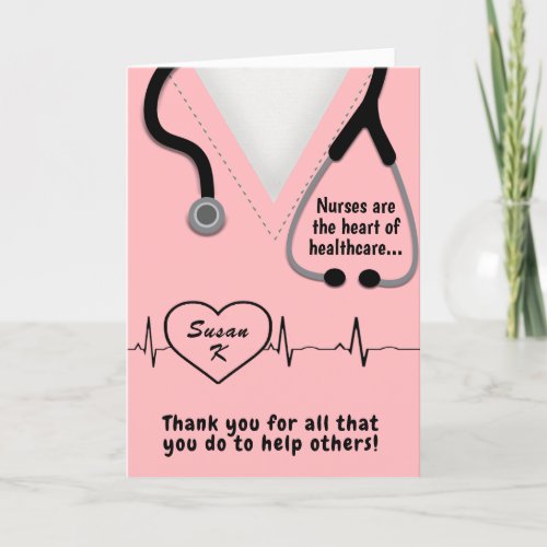 Funny and Cute Nurses are the Heart of Healthcare Thank You Card