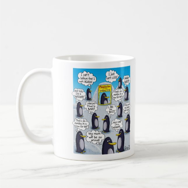 Funny and Cute Penguin of the Month. Coffee Mug (Left)