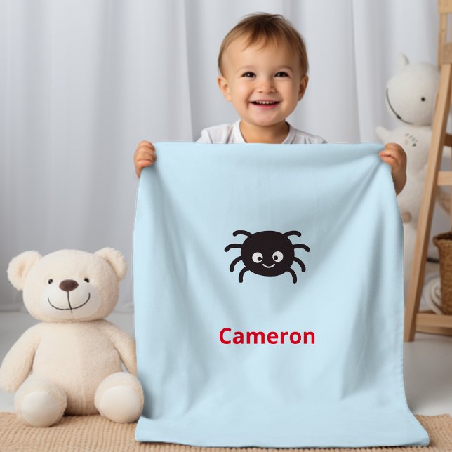 Funny and Cute Personalized Spider with Name Baby Blanket (Creator Uploaded)