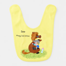 Funny and cute pony with baby - cute   baby bib
