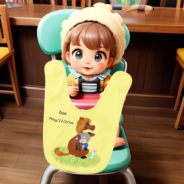 Funny and cute pony with baby - cute   baby bib (Creator Uploaded)