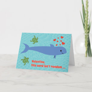 Funny and Cute Porpoise Sea Turtle Valentine Pun Holiday Card
