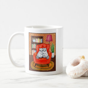Funny and Cute Raccoon Couple Comfy Chair Custom Coffee Mug