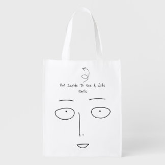 Funny and Cute Saitama's Face | One Punch Man Grocery Bag