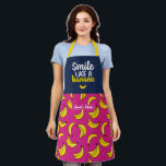 Funny and Cute Smile Like A Banana Pattern Apron<br><div class="desc">Funny and cool apron to make cooking more fun. Personalized gift for family and friends who love cooking,  baking and trying new recipe in the kitchen. Customize the wording to fit your occasion. You can use the Design Tool to further change the font type,  font color and font size.</div>