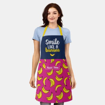 Funny And Cute Smile Like A Banana Pattern Apron by raindwops at Zazzle