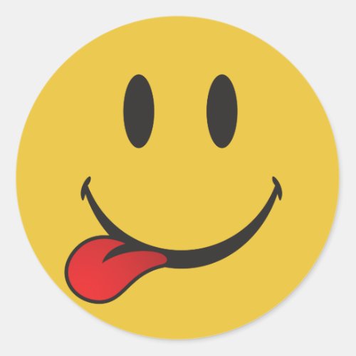 Funny and Cute Sticking out tongue Emoji Classic Round Sticker