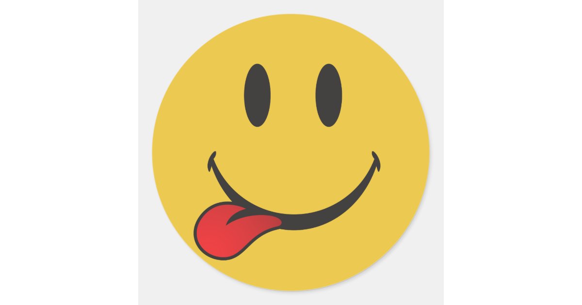 Funny and Cute Sticking out tongue Emoji Classic Round Sticker