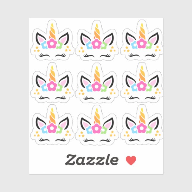 Funny And Cute Unicorn Stickers (Sheet)