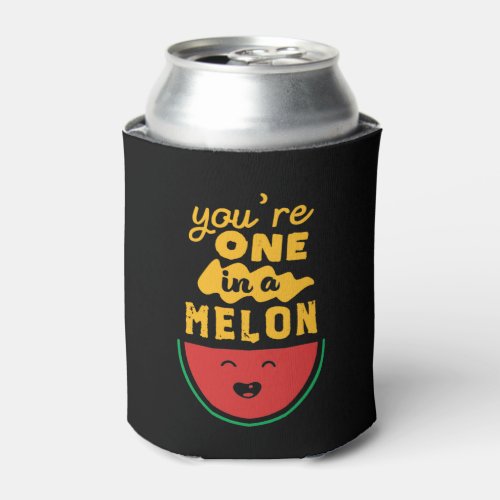 Funny and Cute Watermelon Fruit Pun One In A Melon Can Cooler