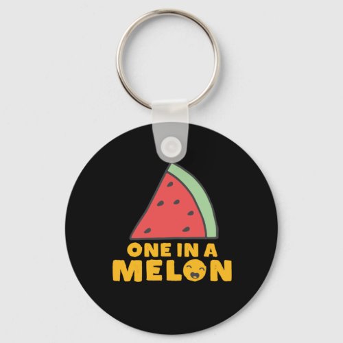 Funny and Cute Watermelon Fruit Pun One In A Melon Keychain