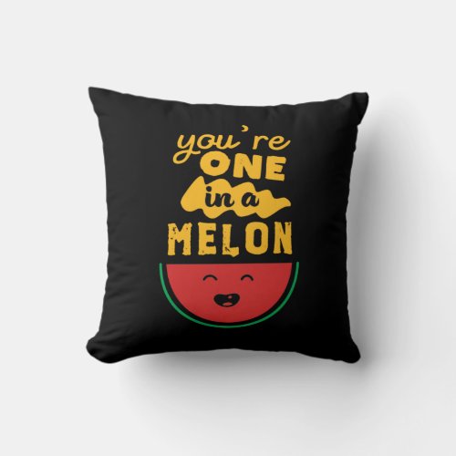 Funny and Cute Watermelon Fruit Pun One In A Melon Throw Pillow