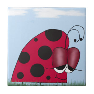 Funny and Euphoric Ladybug Ceramic Tile