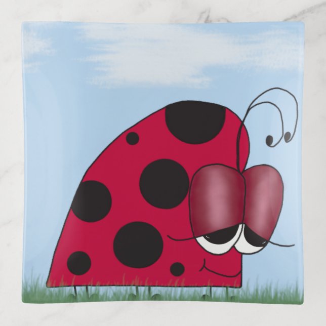 Funny and Euphoric Ladybug Trinket Tray (Front)