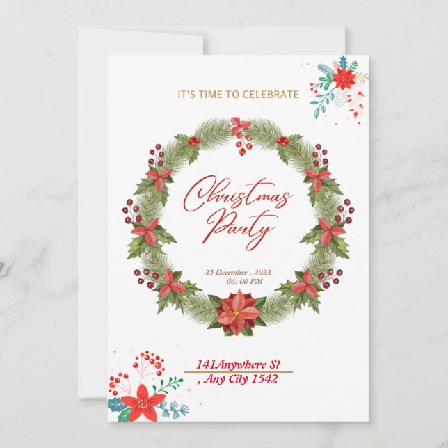 Funny and Happy Christmas New Year 2022 Party.  Invitation (Front)