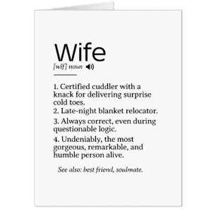 Funny and Heartfelt Wife Definition  Card