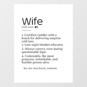 Funny and Heartfelt Wife Definition Wall Decal