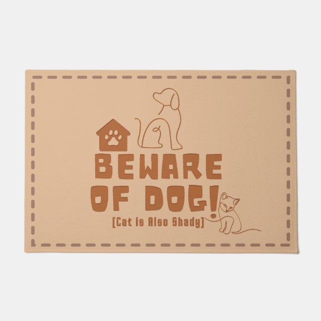 Funny and Humorous Welcome Mats | Beware of Dog (Front)