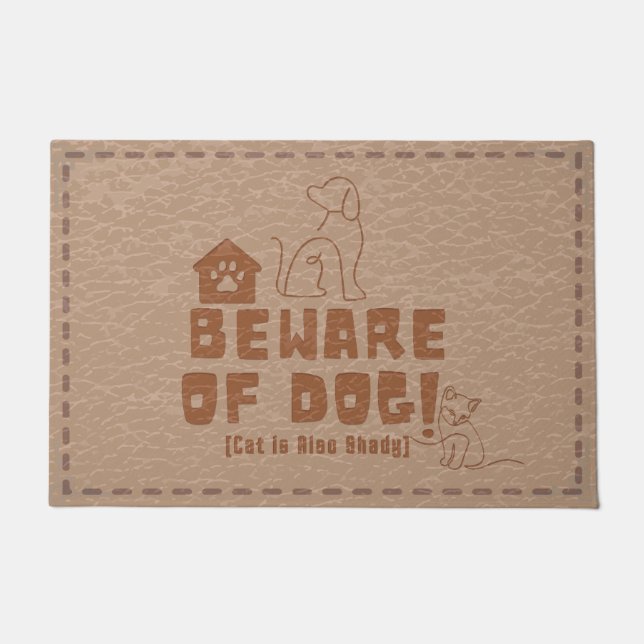 Funny and Humorous Welcome Mats | Beware of Dog (Front)