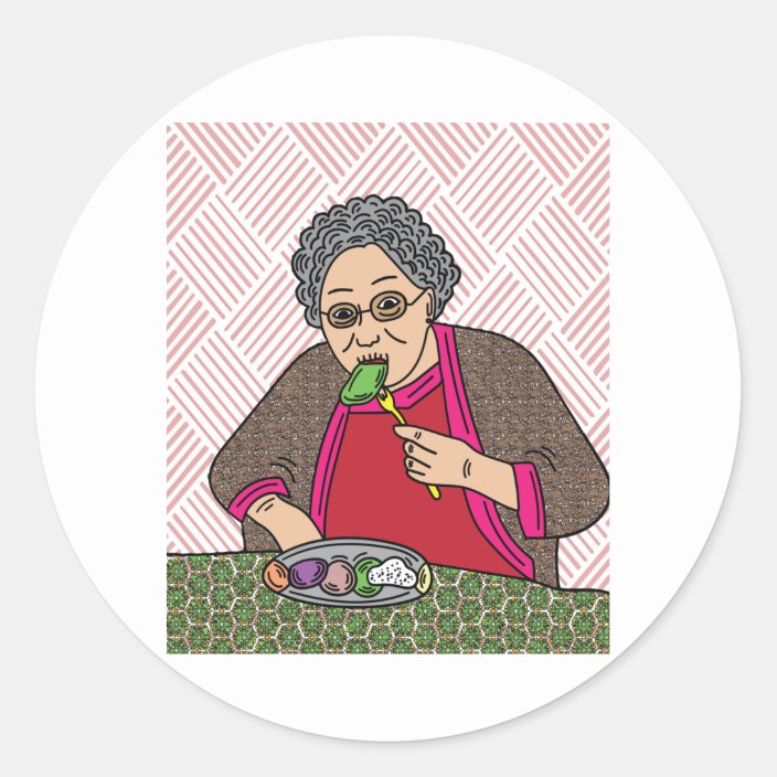 Funny And Hungry Grandma Classic Round Sticker
