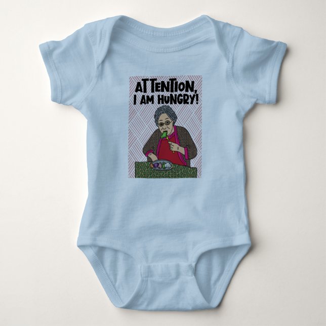 Funny And Hungry Grandma With Saying Baby Bodysuit (Front)