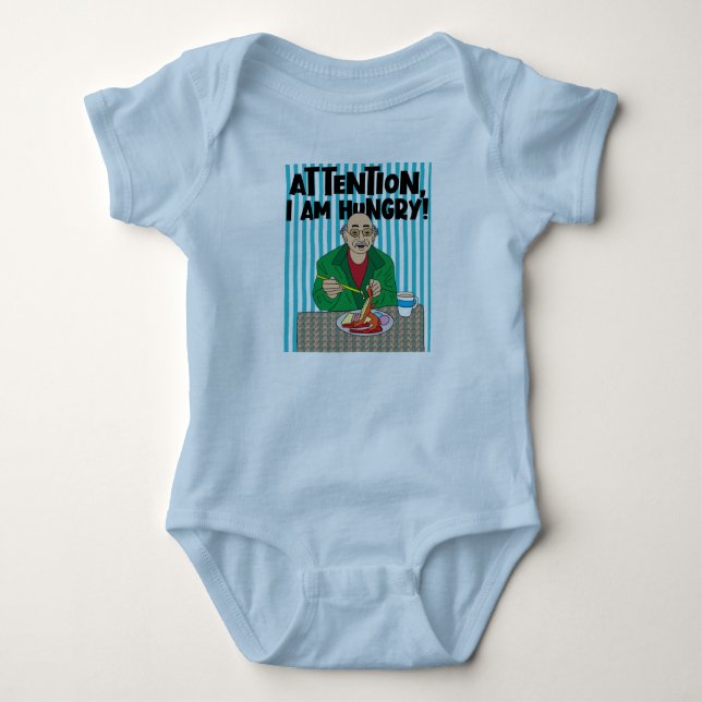 Funny And Hungry Grandpa With Saying Baby Bodysuit (Front)