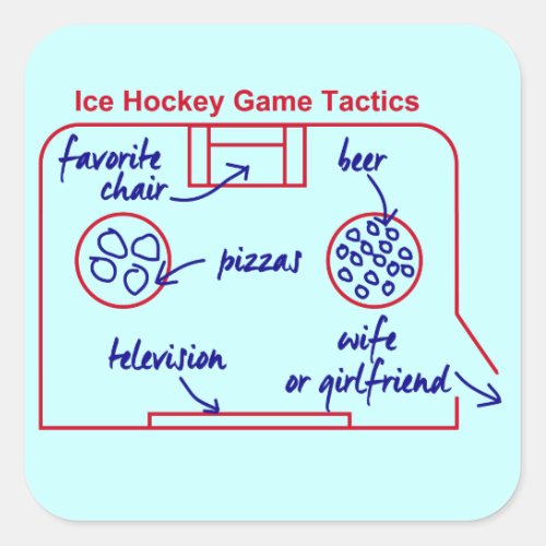 Funny and original ice hockey game tactics square sticker