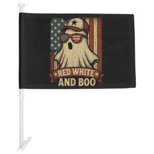 Funny and patriotic Red white and boo Car Flag