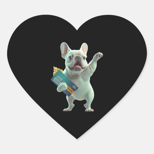 Funny and Posing Dog Heart Sticker (Front)