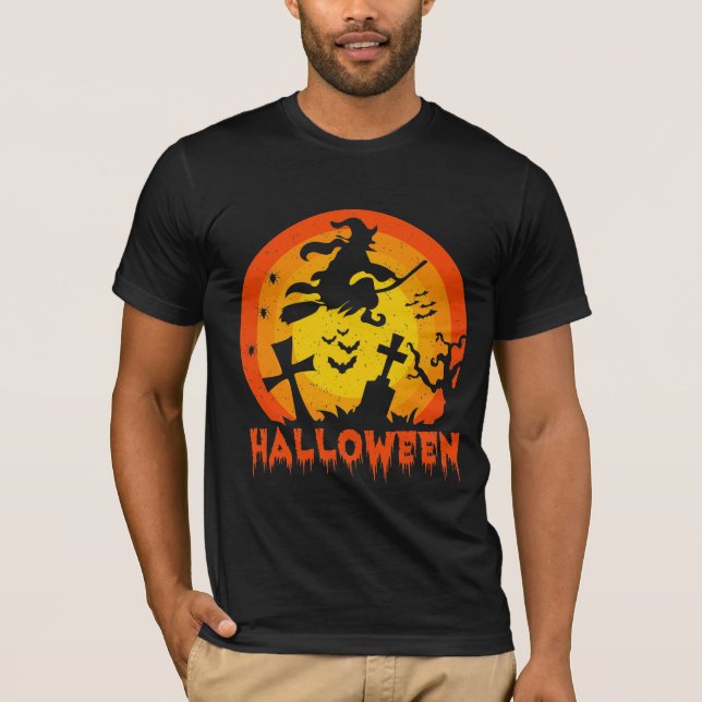 Funny And Scary Halloween witch costume T-Shirt (Front)
