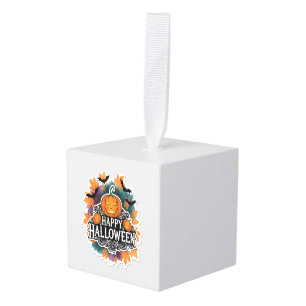 Funny and Spooky Halloween Quotes Happy Cube Ornament