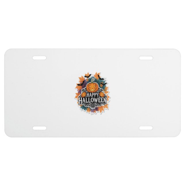 Funny and Spooky Halloween Quotes Happy License Plate (Front)