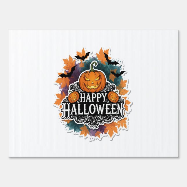 Funny and Spooky Halloween Quotes Happy Sign (Front)